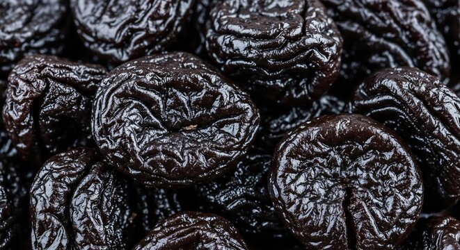 Closeup Macro Shot of Dried Prunes A Healthy and Nutritious Snack.
