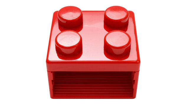 Isolated glossy red square building block for children's construction games and creativity