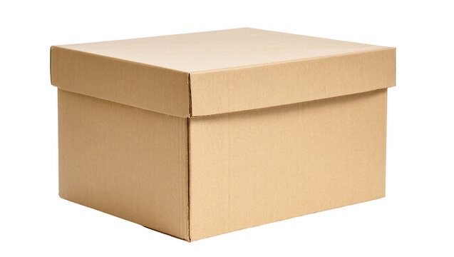 Isolated brown cardboard box with a separate lid for shipping, storage, and moving