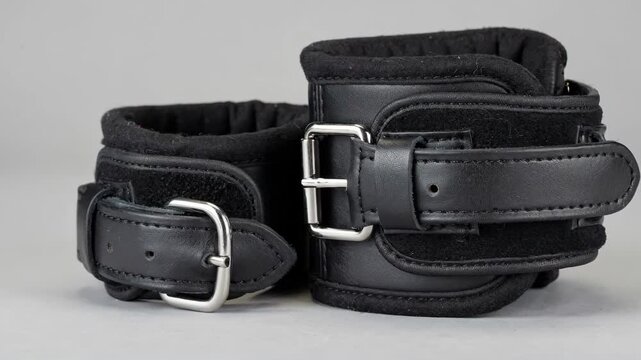Medium shot featuring ankle cuffs made of durable leather with soft padding and reinforced straps emphasizing comfort and firm hold during use.