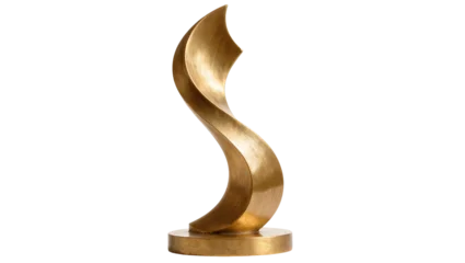 Fotobehang Goud Isolated elegant shiny golden abstract sculpture with a dynamic flowing wavy design  © Vetle