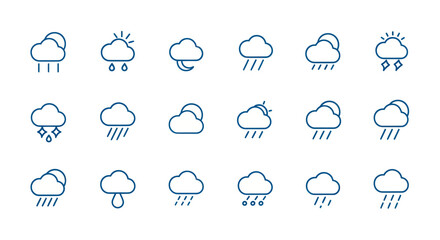 Fototapeta premium Weather icons clouds rain and sunlight