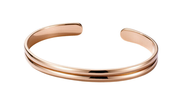 Isolated elegant shiny rose gold double band open cuff bracelet fashion accessory