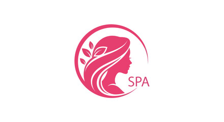 Woman silhouette logo in pink