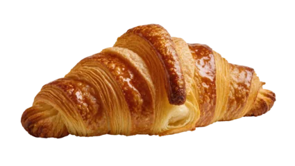 Fotobehang Bakkerij Isolated delicious golden brown flaky butter croissant fresh from bakery for breakfast.  © Vetle