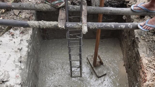 Concrete Foundation Work at Construction Site