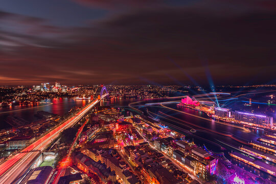 Sydney harbour during Vivid