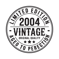 Black and white limited edition vintage badge with the year 2004