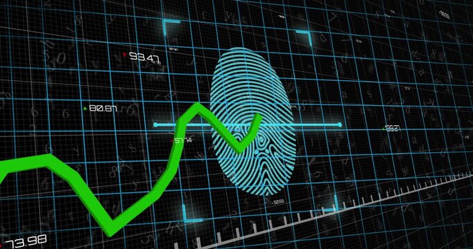 Image shows rising global finances with data security and digital interface.