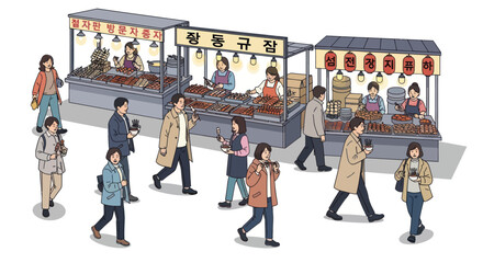 People at Korean Street Food Market