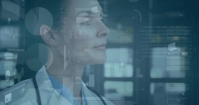 Doctor opening eyes and scanning medical wall, junior doctor entering and consulting with holograms