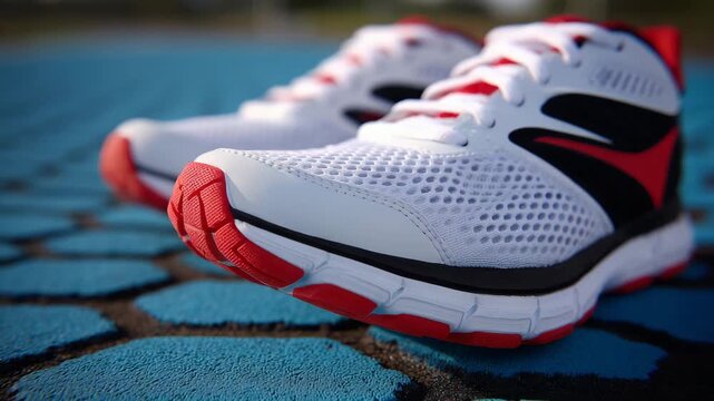 Macro of running shoe sole, fitness motivation detail