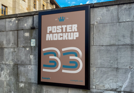 Poster Attached to the PSD Wall Mockup