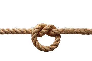 Fototapeta premium Strong rope knot forming a loop, symbolizing connection, security, and partnership against a transparent background