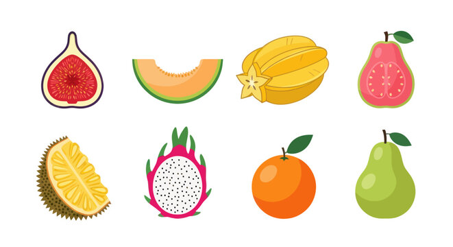 Colorful assortment of tropical fruit slices