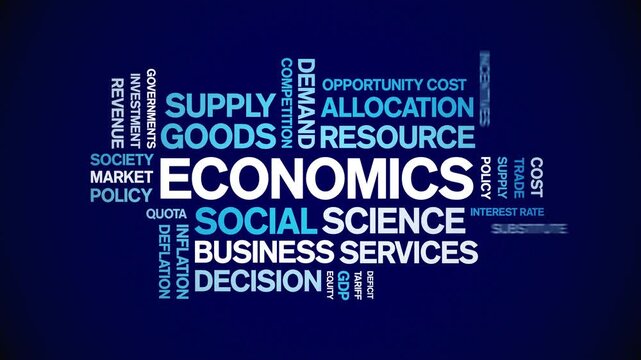 Economics animated word cloud-text design animation tag kinetic typography seamless loop.