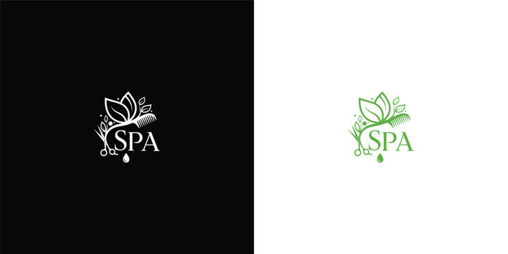 Spa Logo Design with Leaf and Droplet - Beauty Wellness Nature.