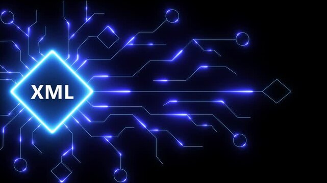 Digital XML concept with glowing circuit board and futuristic technology for finance, investment design for Black background 4k motions