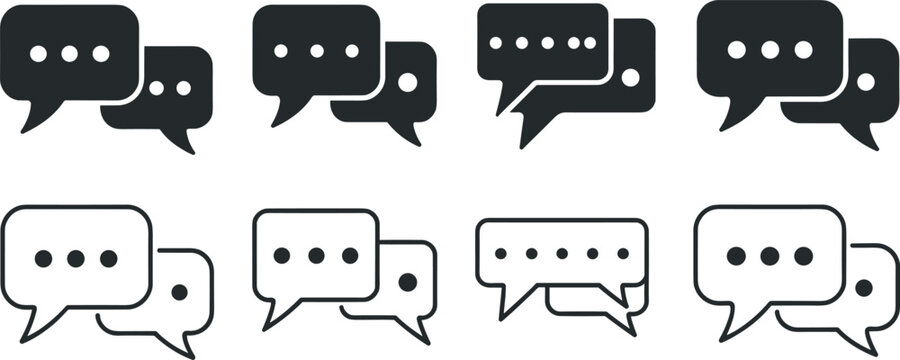 Chat bubble speech icons set conversation dialogue vector illustration flat design scalable graphic