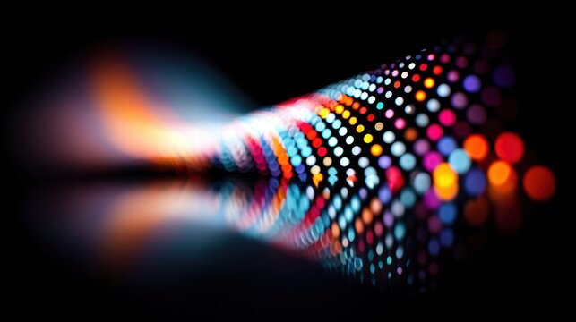 A vibrant and dynamic abstract design featuring colorful light patterns