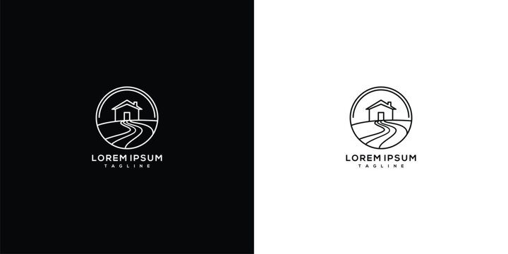 Minimalist House  Path Logo Design  Real Estate Home Journey.