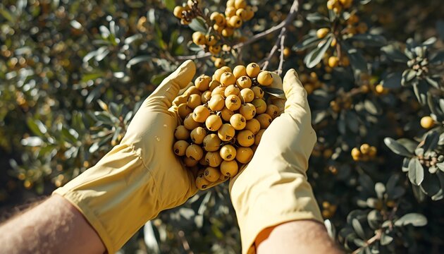 Hands Wearing Garden Gloves picking Lasora (Gunda/Glue Berry)