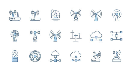 Naklejka premium Wireless communication icons network signals
