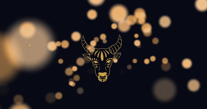 Animation of taurus over black background with dots