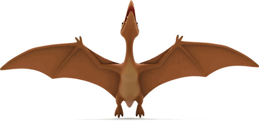 Brown Pterodactyl Flying Isolated on White Background © Meharban