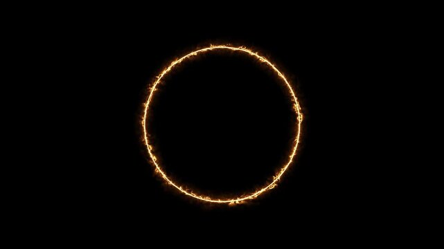 Abstract burning fire ring neon light animation