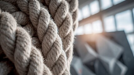 Fototapeta premium Close-up of a thick braided rope