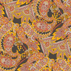 Fototapeta premium Damask Paisley seamless vector pattern for fabric design. Vintage textile background