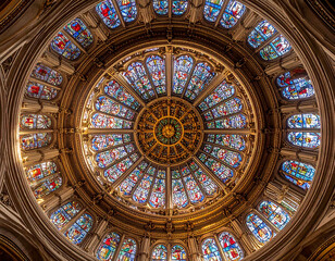 Obraz premium Ornate Circular Stained Glass Dome Ceiling