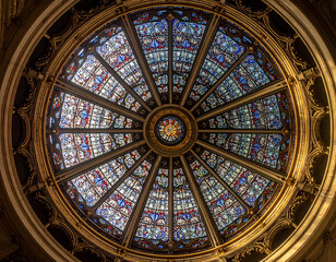 Obraz premium Ornate Circular Stained Glass Dome Ceiling