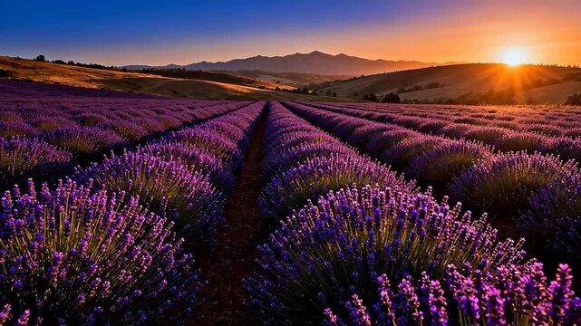 Lavender field at sunset