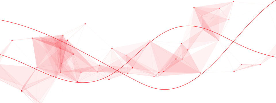 Vector Abstract wavy design with interconnected red lines showcases technological progress, innovative digital waves, and high-tech elegance