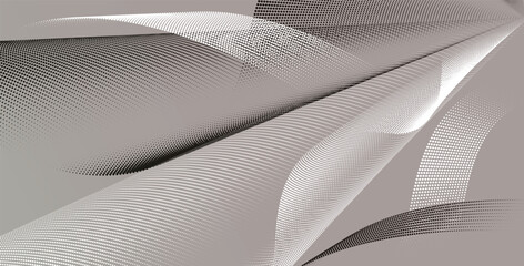 Abstract halftone dotted mesh background with flowing waves and digital gradient texture.