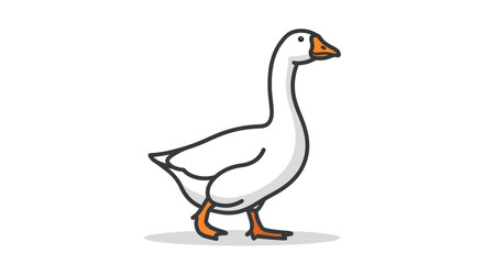 Simple white goose standing on a clean background © Dena