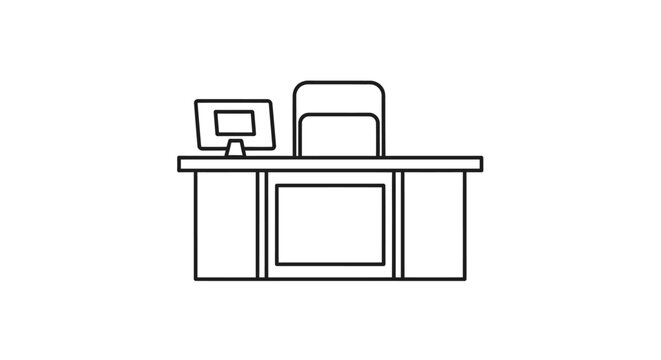 Office Desk with Computer and Chair.