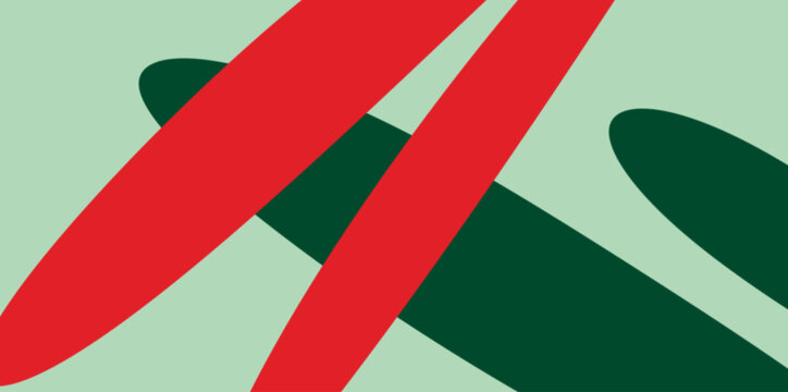 Overlapping Diagonal Fluid Pillar Illustration. Modern vector illustration background featuring overlapping red and green diagonal pillars creating depth and a sophisticated geometric layout.