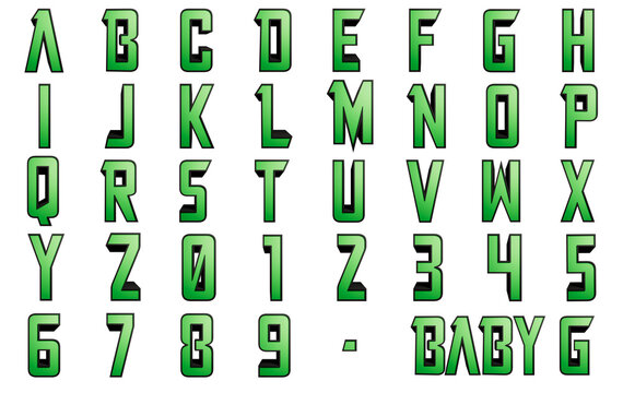 Baby G Sci fi green alphabet 3D Illustration