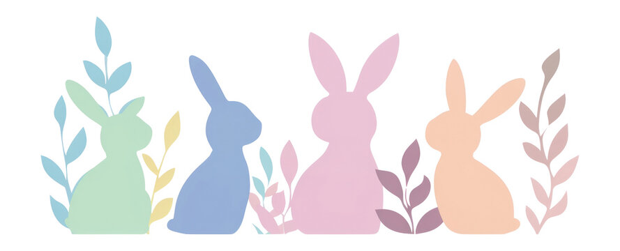 PNG Easter rabbit border pastel colors spring.