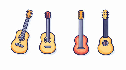 Naklejka premium Four stylized illustrations of acoustic instruments in various positions on a white background