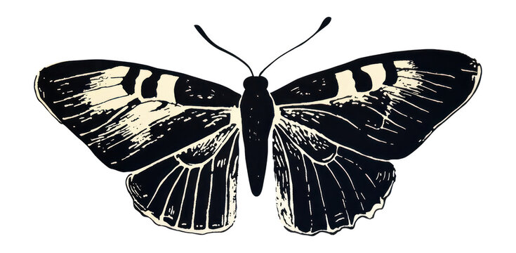 PNG Butterfly wood block print insect white invertebrate.