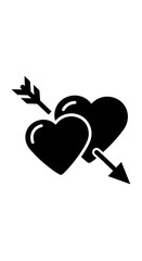 Obraz premium Two Hearts Pierced by Arrow - Symbol of Love and Affection.