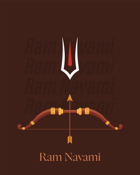 Ram Navami Poster With Lord Rama Bow And Tilak Symbol