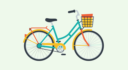 Fototapeta premium Colorful bicycle with basket attached.