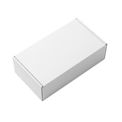 Naklejka premium Minimalist white cardboard box isolated on transparent background