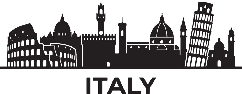 Iconic Italian landmarks in a stunning cityscape silhouette