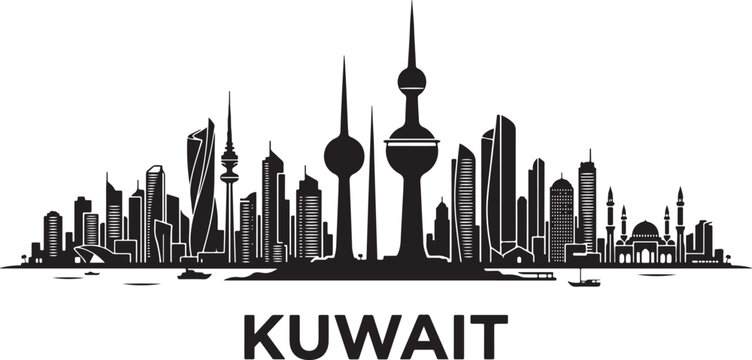 Kuwait city skyline silhouette illustration